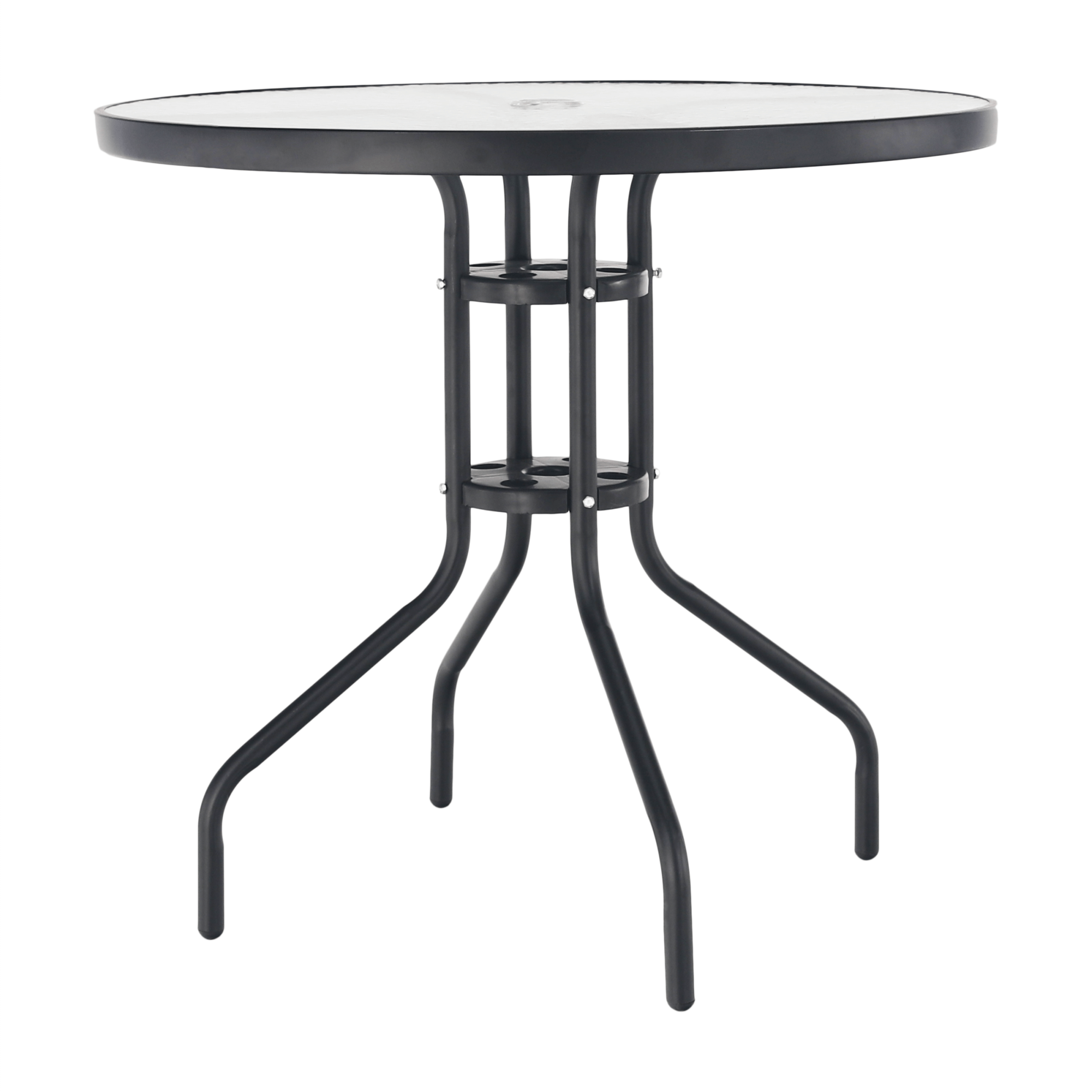 BORGEN TYP 2 kerti asztal, fekete, acél/edzett üveg