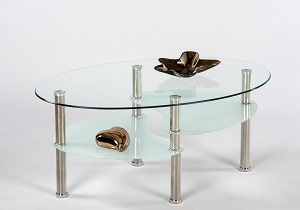 WAVE NEW dohányzóasztal, acél/átlátszó üveg/tejüveg