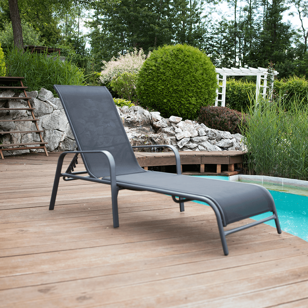 ATREO állítható kerti szék, fekete/szürke
