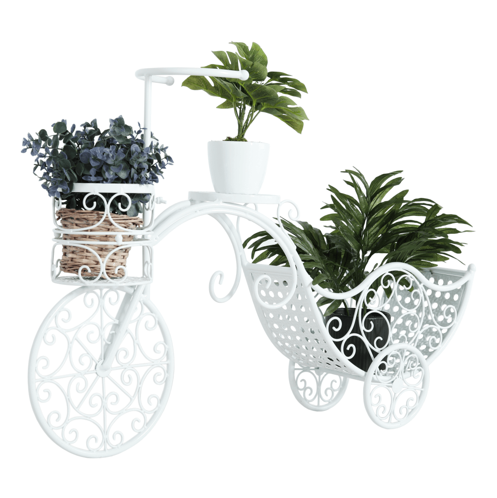 Kerékpár alakú RETRO virágcserép, fehér, ALENTO