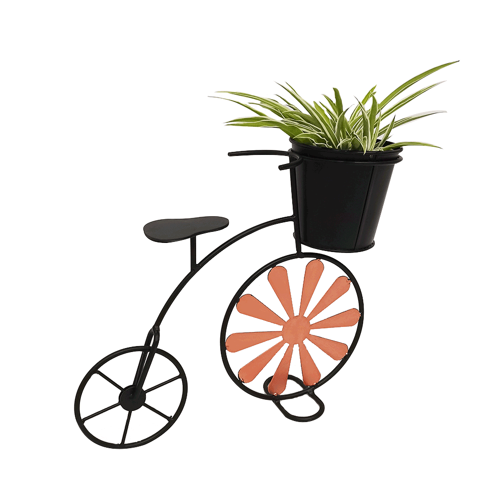 SEMIL kerékpár alakú virágtartó, bordó/fekete, 